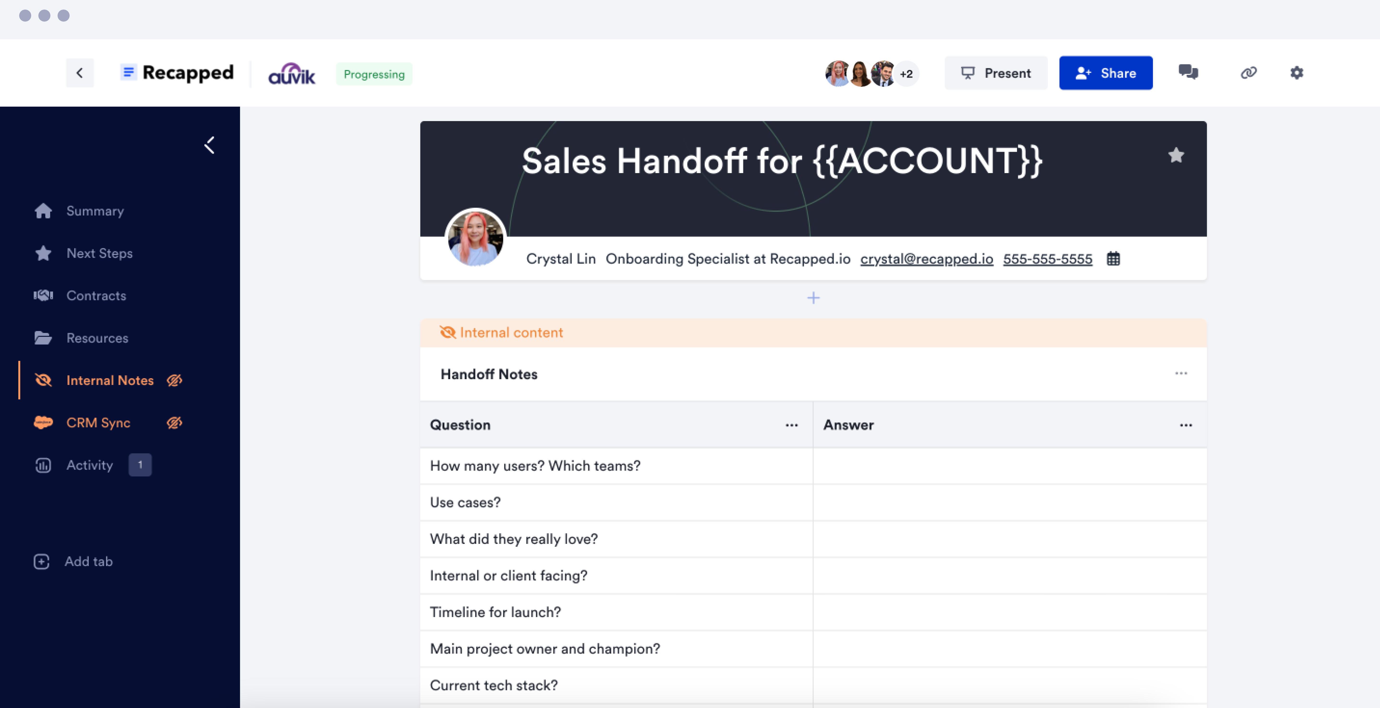 Sales Handoff Recapped